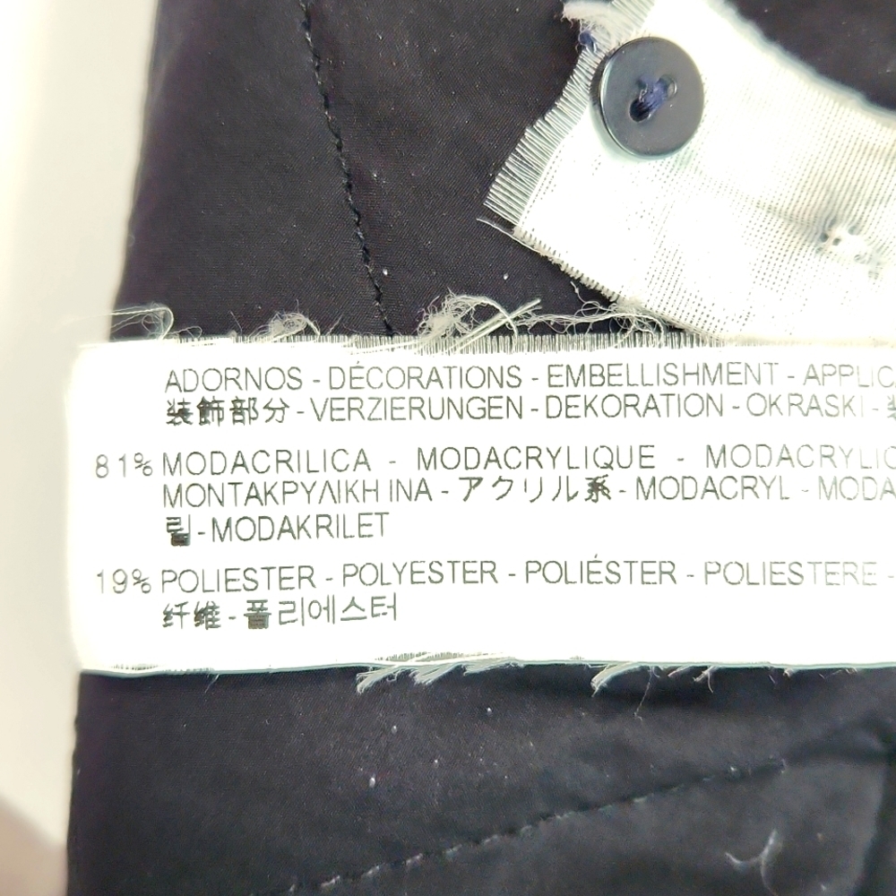 ZARA Trafaluc Outerwear Navy Wool Double-breasted Coat Faux Fur Collar (S) - Picture 15 of 16